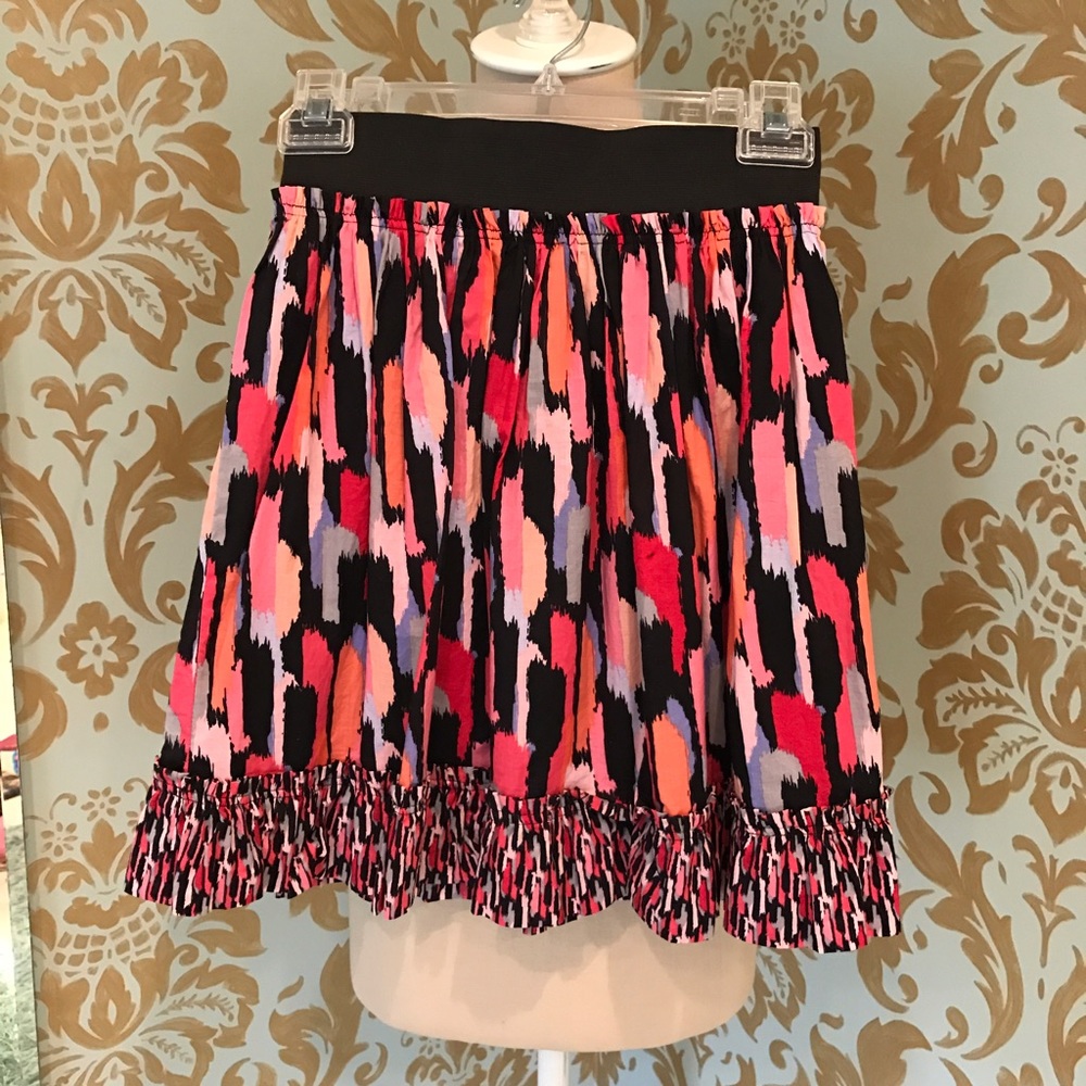 Kensie Pink Printed Skirt with Ruffle Hem