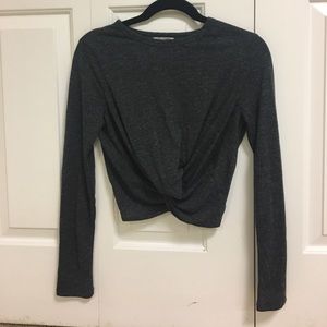 Zara navy blue cropped longsleeve w/ knot