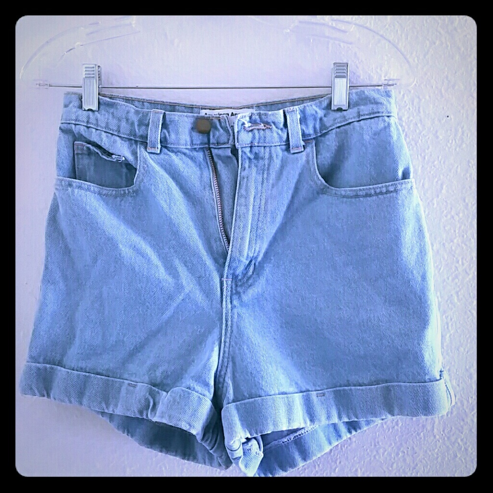 Light washed denim high waisted shorts