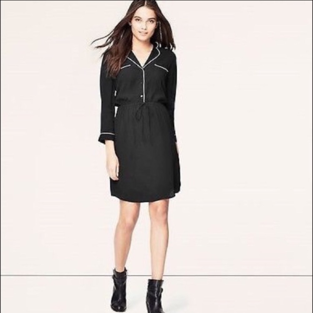 NWT Ann Taylor Loft black shirt dress