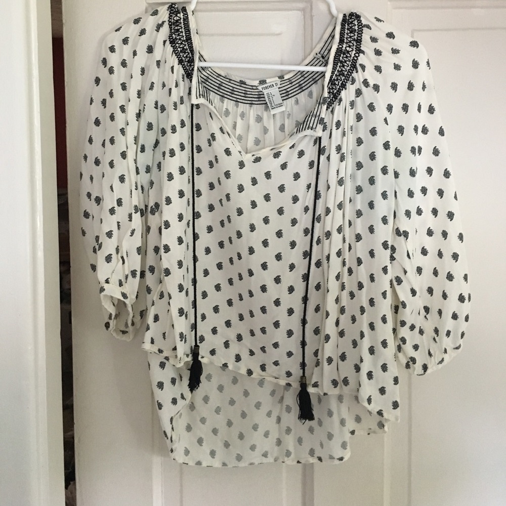 Forever21 Bohemian Patterned Cropped Blouse