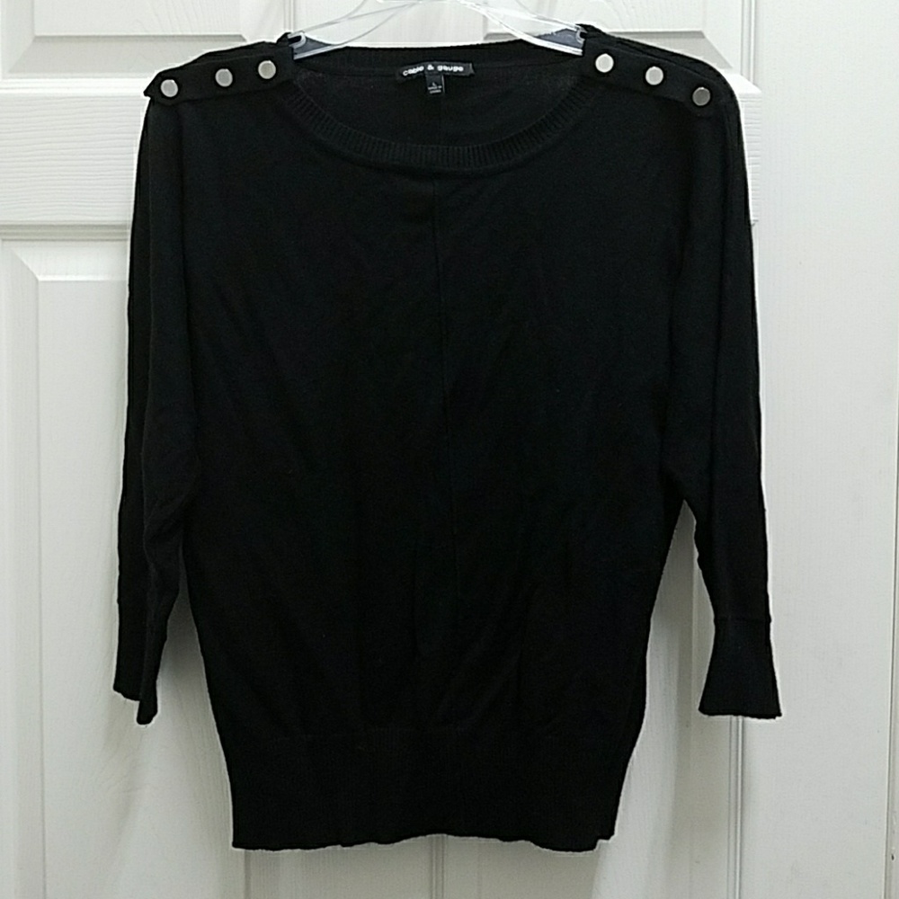 3/4 sleeve black sweater