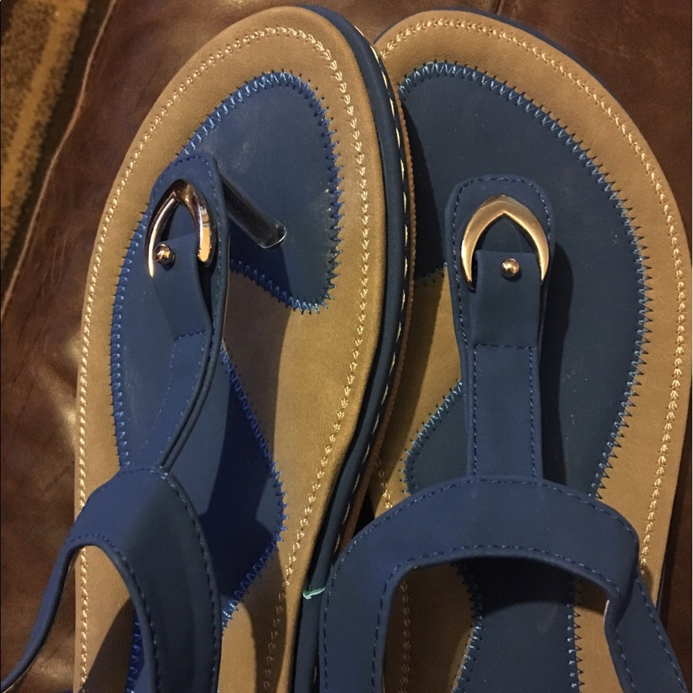 Blue sandals. Size 10 but fits like a size 9. New!
