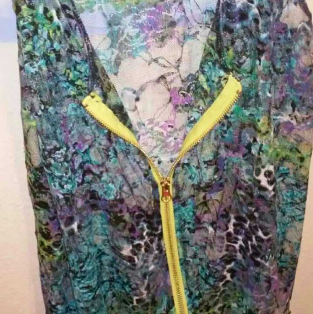 Colorful Floral and Animal Print Lace Vest