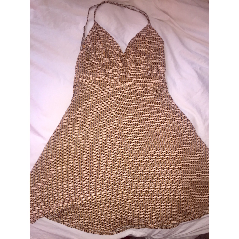 70s print strappy skater dress