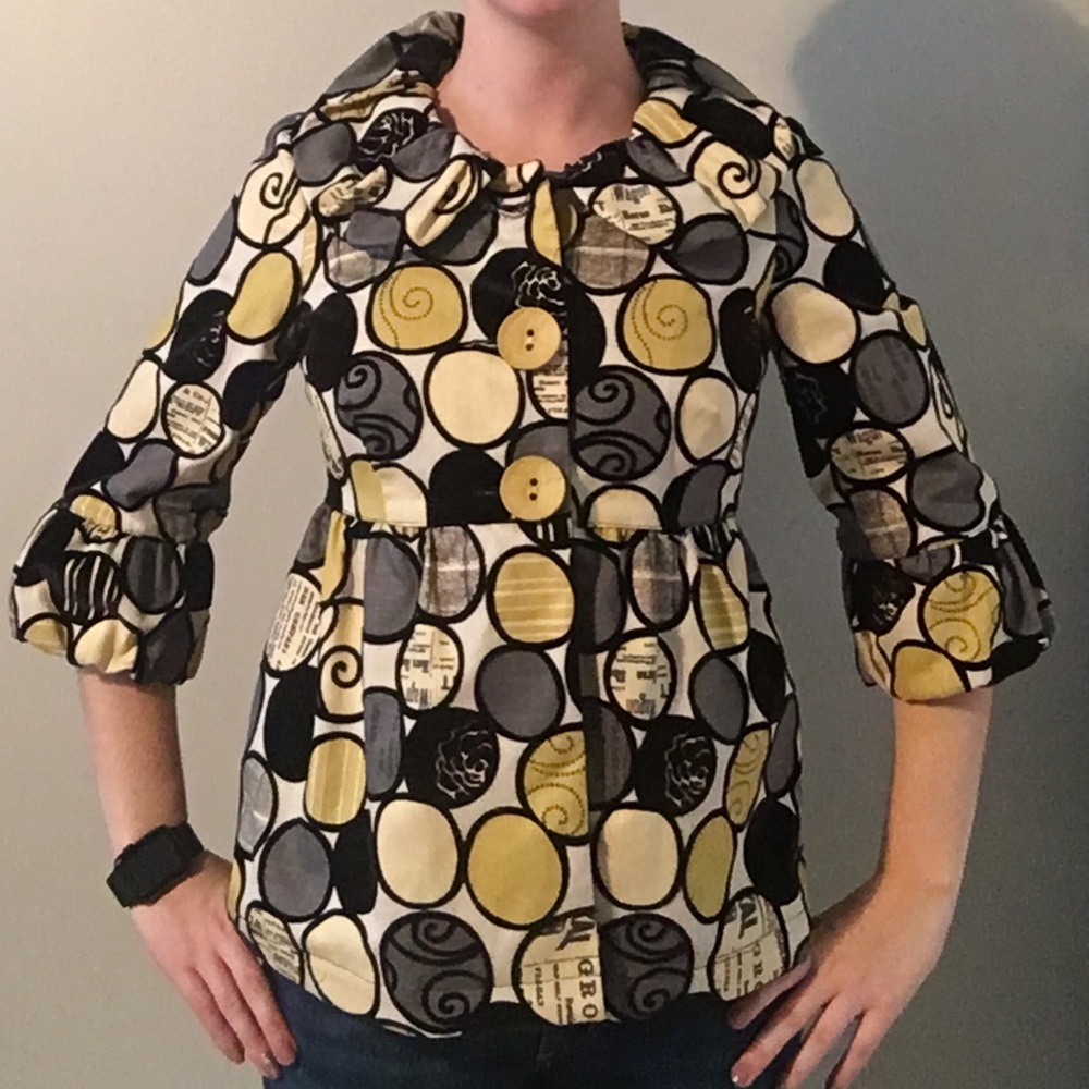 3 sisters multi colored peacoat jacket