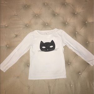 MOVING SALE - French white tee with cat size 8