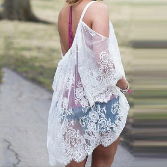 Sexy Summer Hippie Short Sheer Beach Dress - White - Picture 2 of 5