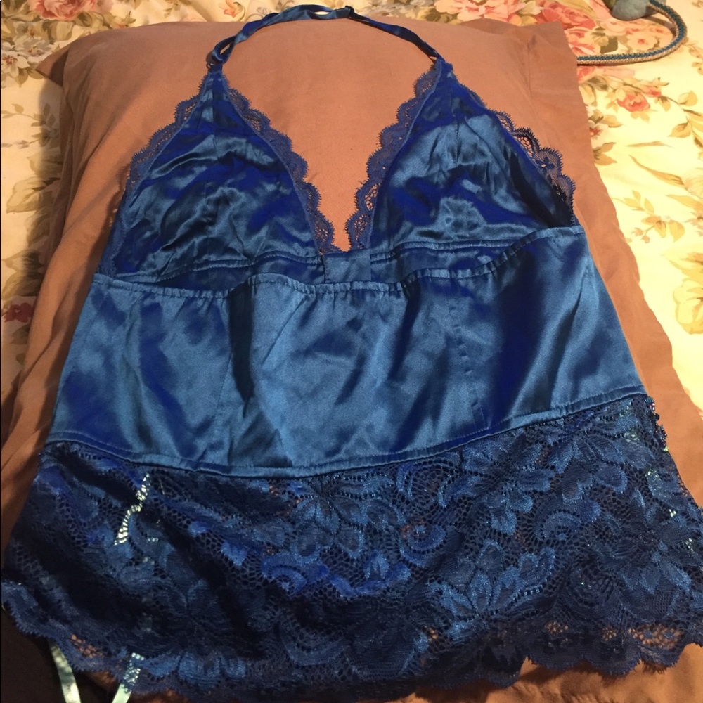 Blue sexy silk corset halter