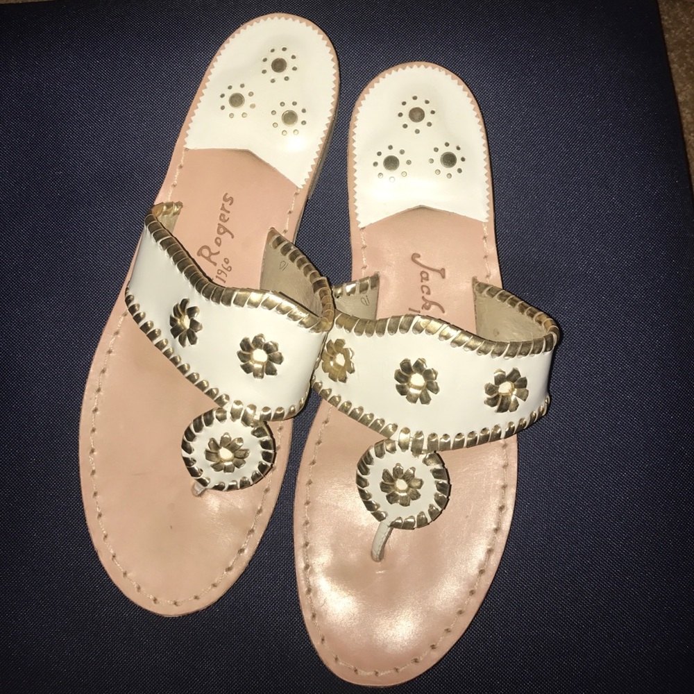 white and gold jack rogers