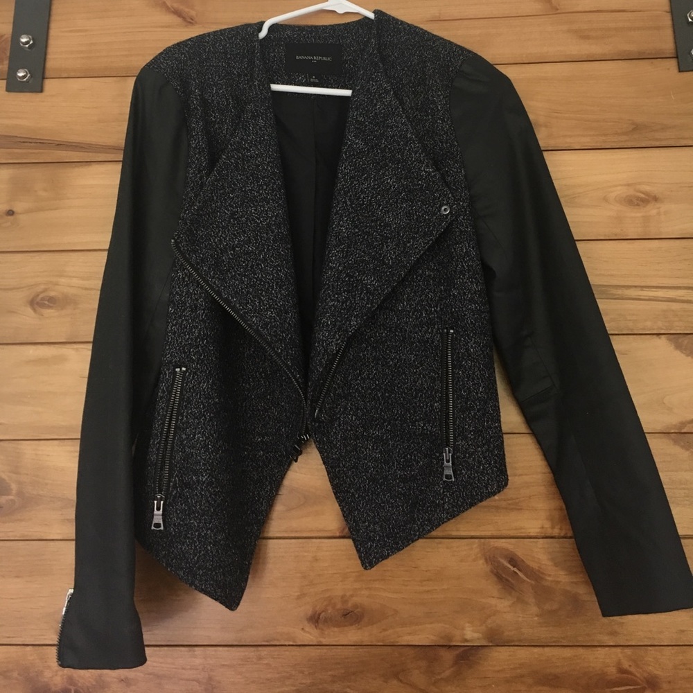 Banana Republic tweed moto blazer/jacket