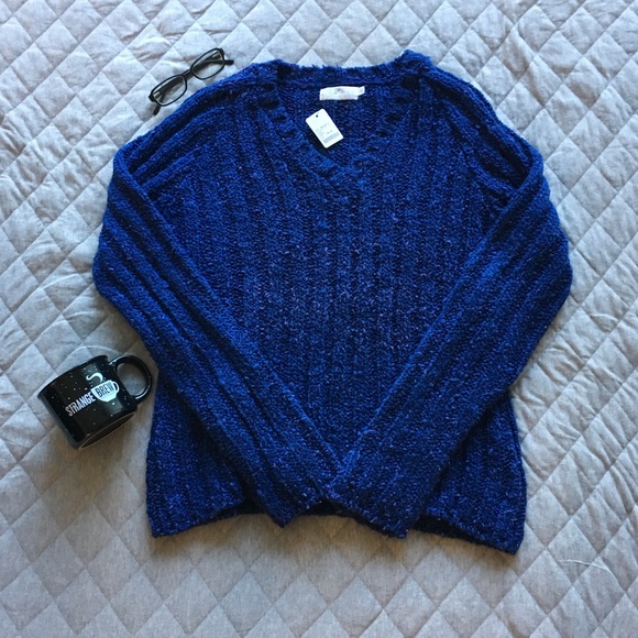Relais Knitware Sweaters - FINAL NWT Chunky Knit Blue Purple V-Neck Sweater
