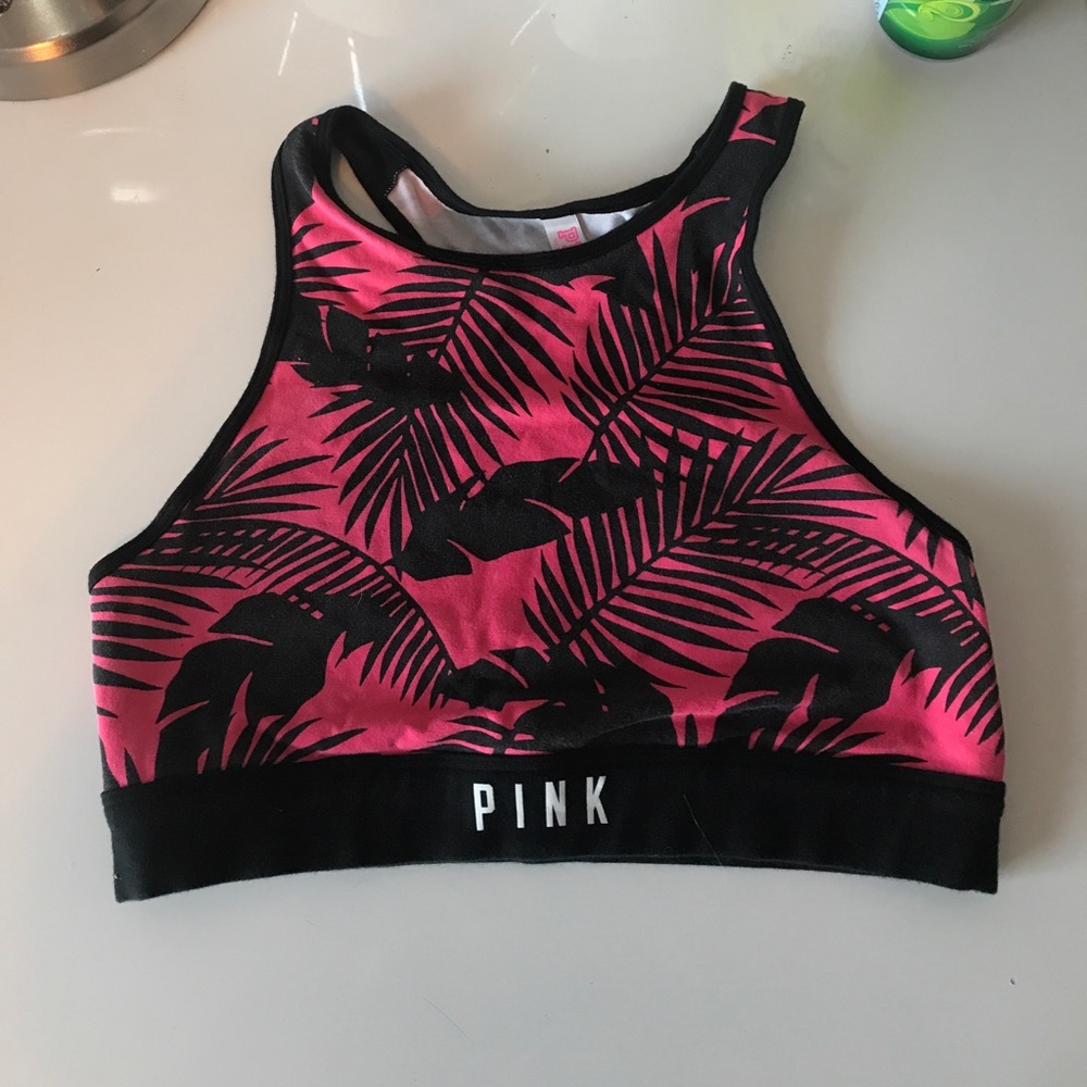 PINK high neck sports bra