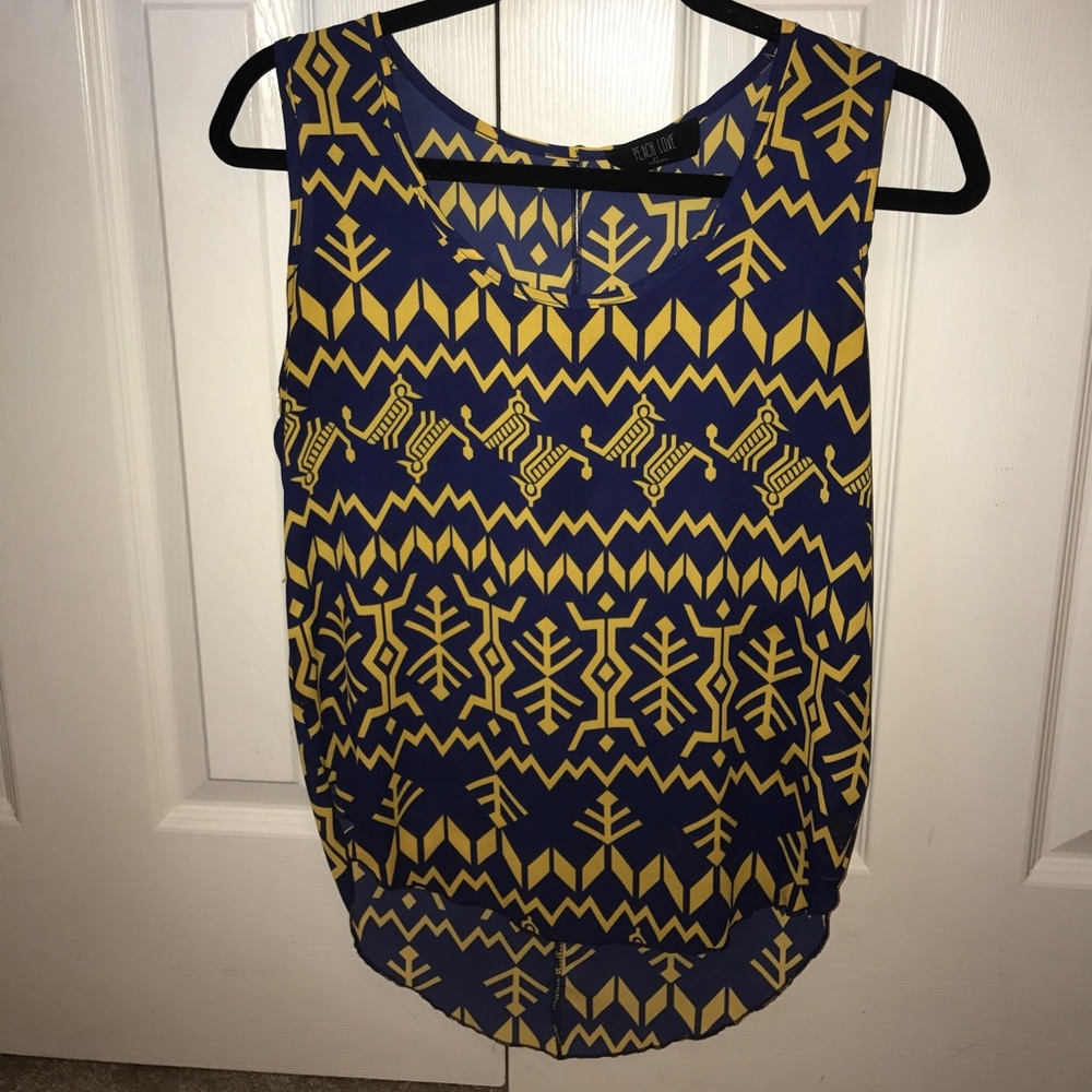 Navy & gold tribal tank