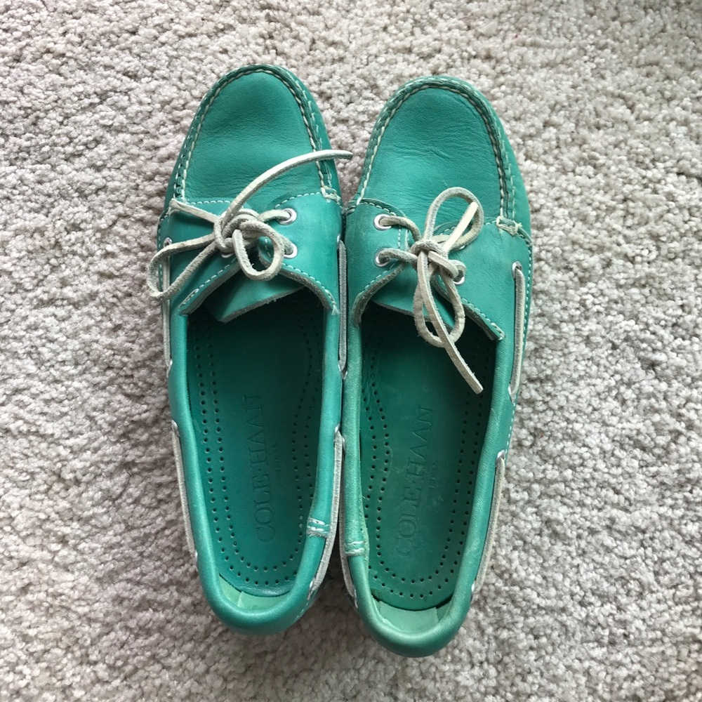 Teal Cole Haan boat shoes