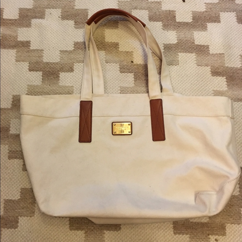 MK Cream canvas tote