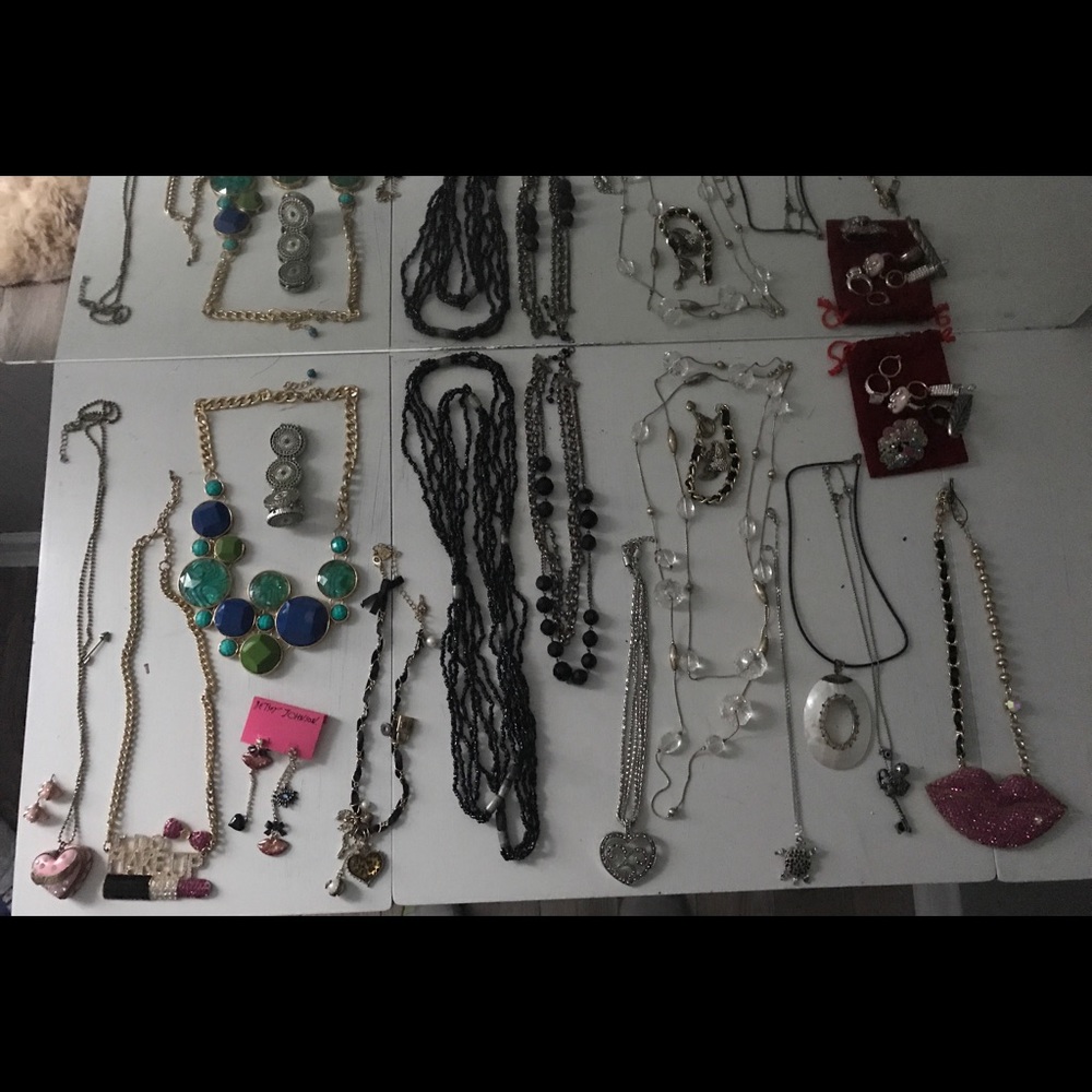 10+ necklaces, some rings, earrings and bracelets!