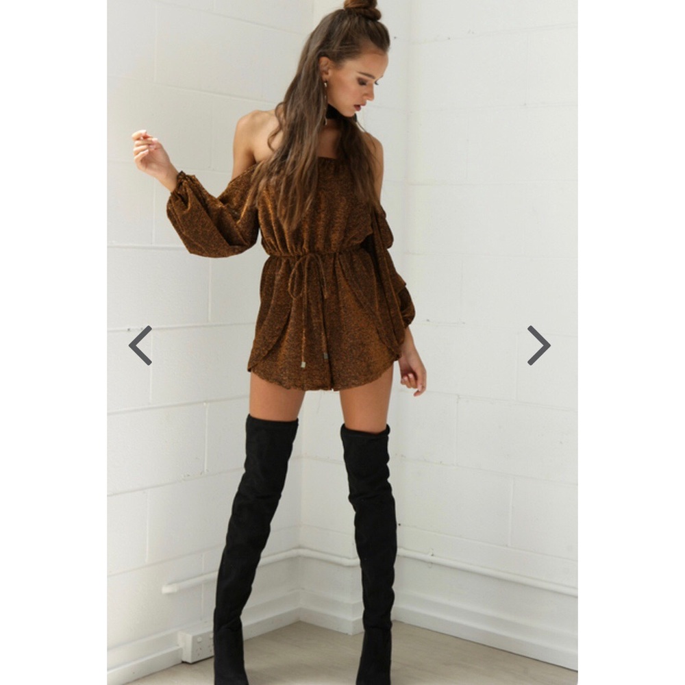 Gold Lion Off The Shoulder Romper