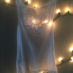 Lace Back White Tank Top
