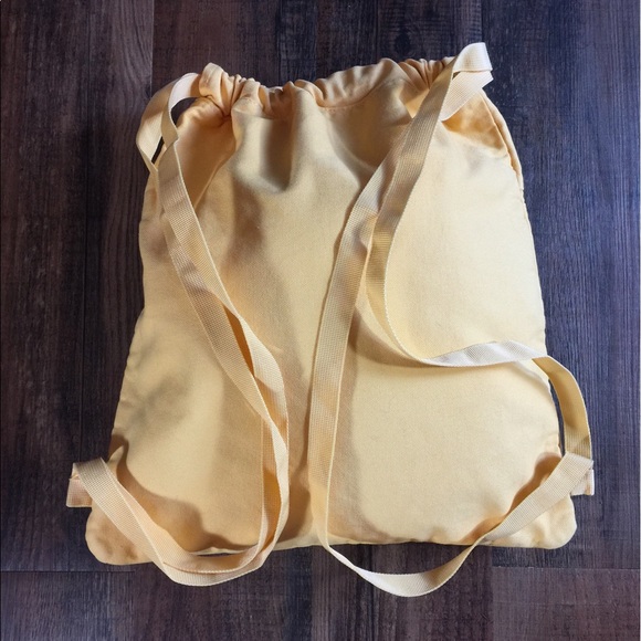 Drawstring Backpack in Yellow with Painted Paisley - Picture 3 of 4