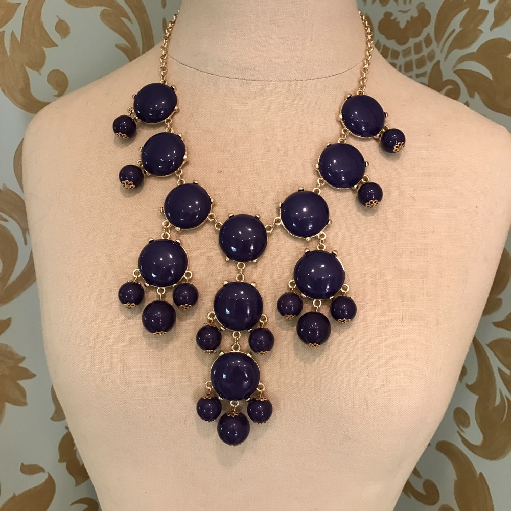 Dark Purple Bubble Statement Bib Necklace