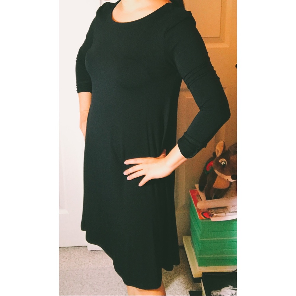 Asos black swing dress with long sleeves