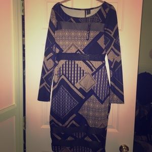 Fire Los Angeles Mesh Print Long Sleeve Dress
