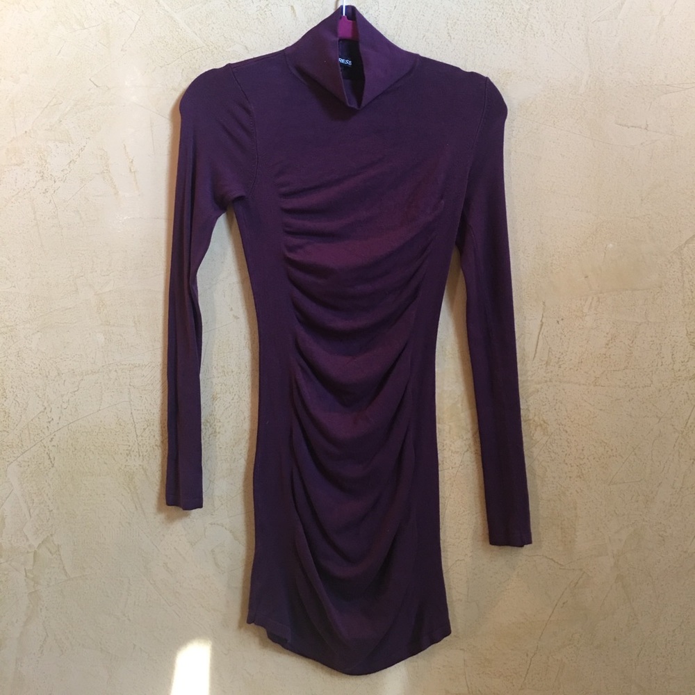 Express deep purple long sleeve turtle neck dress