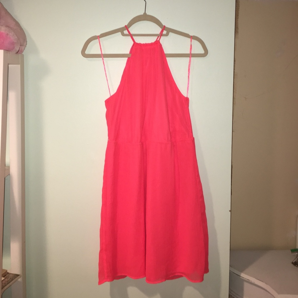 ZARA Coral Halter Dress