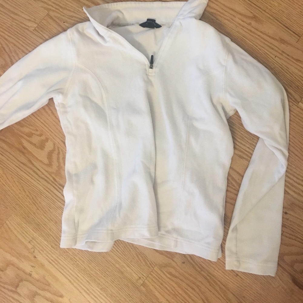 Lands end white quarter zip fleece