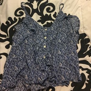 Blue crossed back tank top