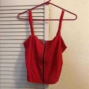 Charlotte Russe Pink Zip Up Crop Top.