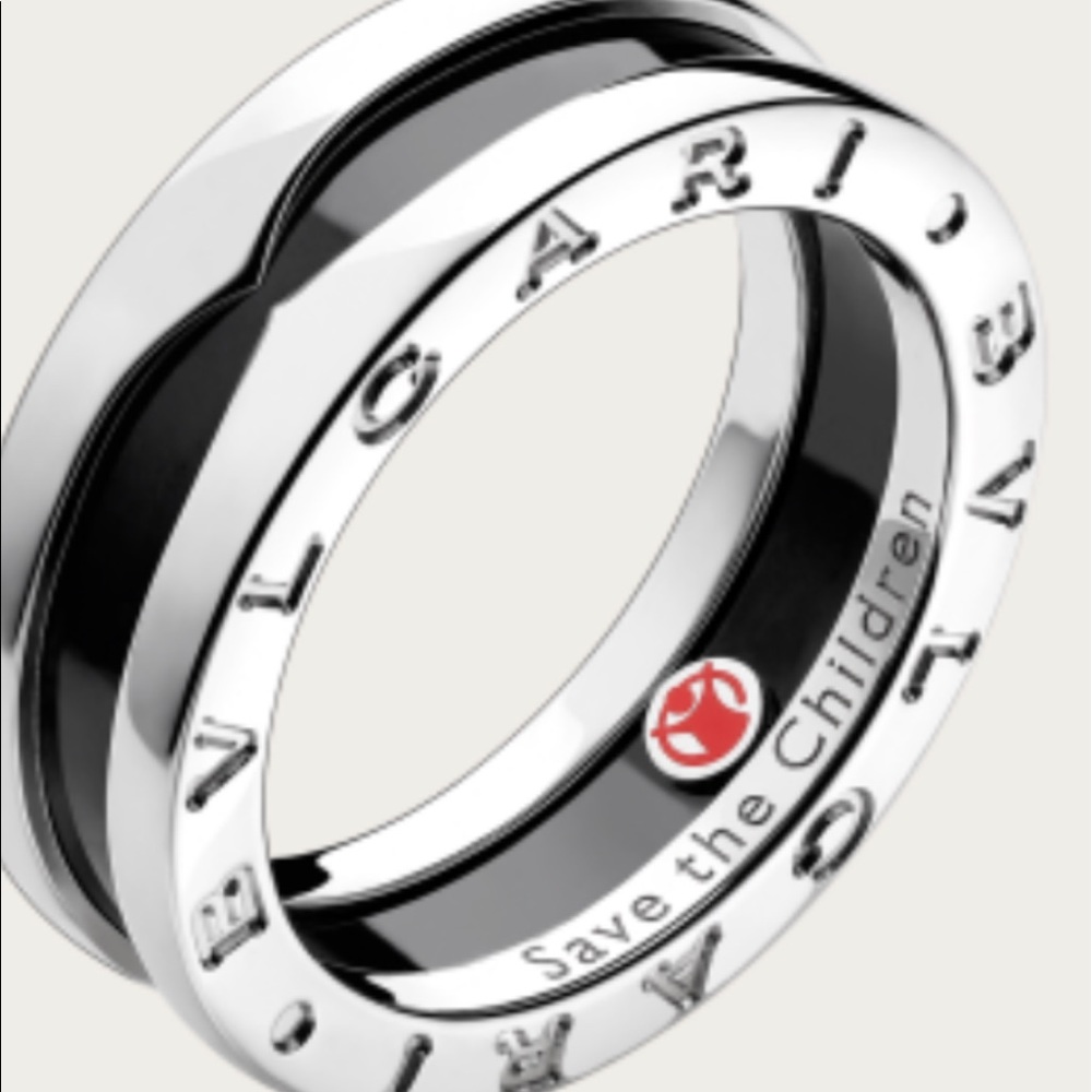 BEST OFFER Bulgari Sterling Silver Ceramic Ring