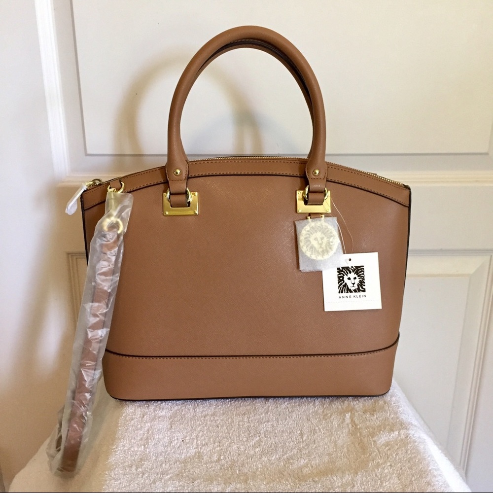 Anne Klein New Recruits Dome Satchel Brown NWT