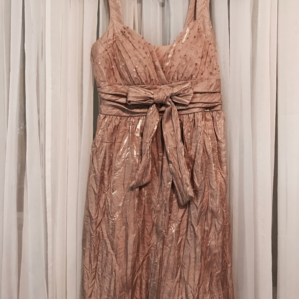 Jodi Kristopher gold cocktail dress