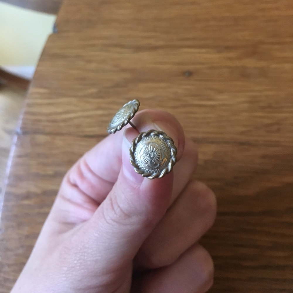 Vintage silver button earrings