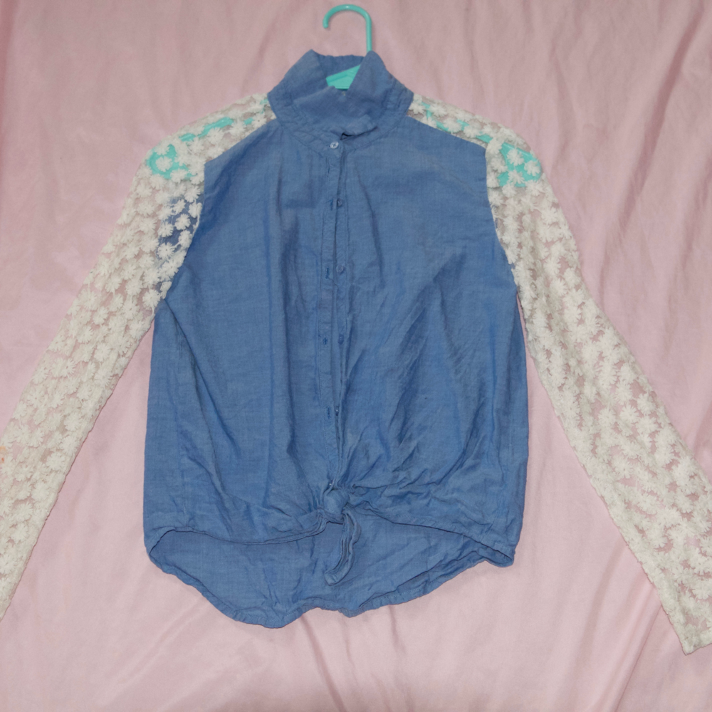 Denim lace kids top