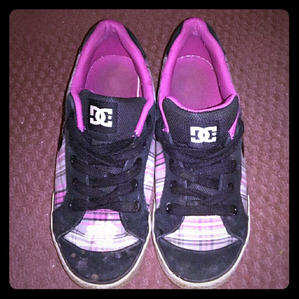 Pink and black DC shoes