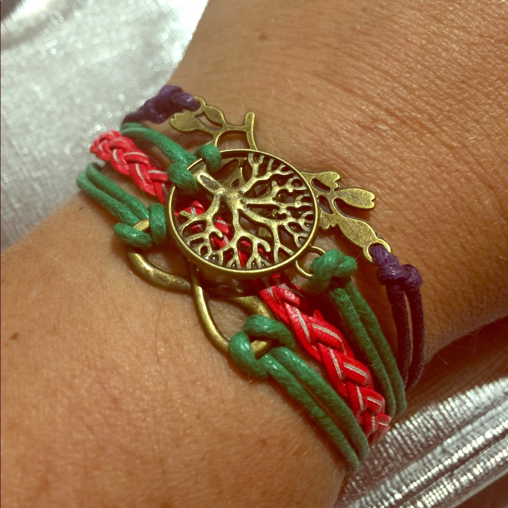 NEW❤️Tree of Life Infinity greenred wrap bracelet - Picture 1 of 1