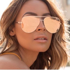 QUAY HIGH KEY Gold Mirrored Aviator Sunglasses
