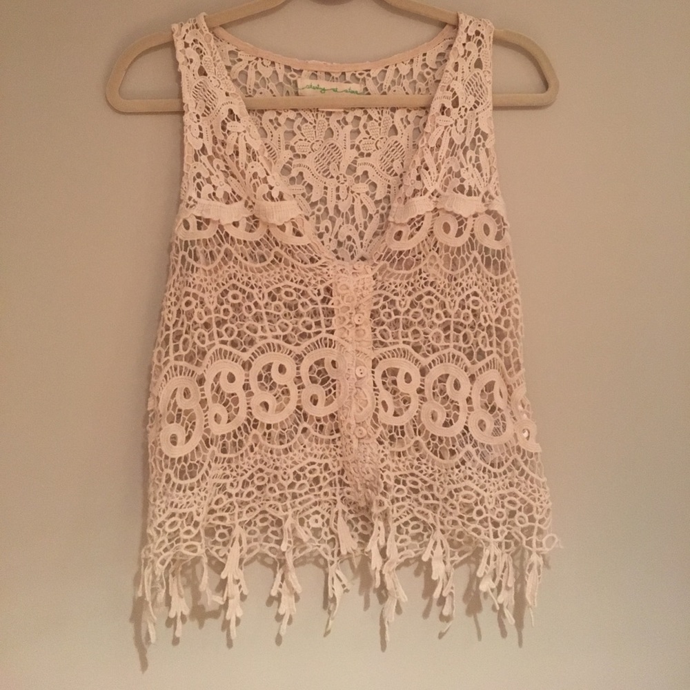 Urban outfitters button down crochet top