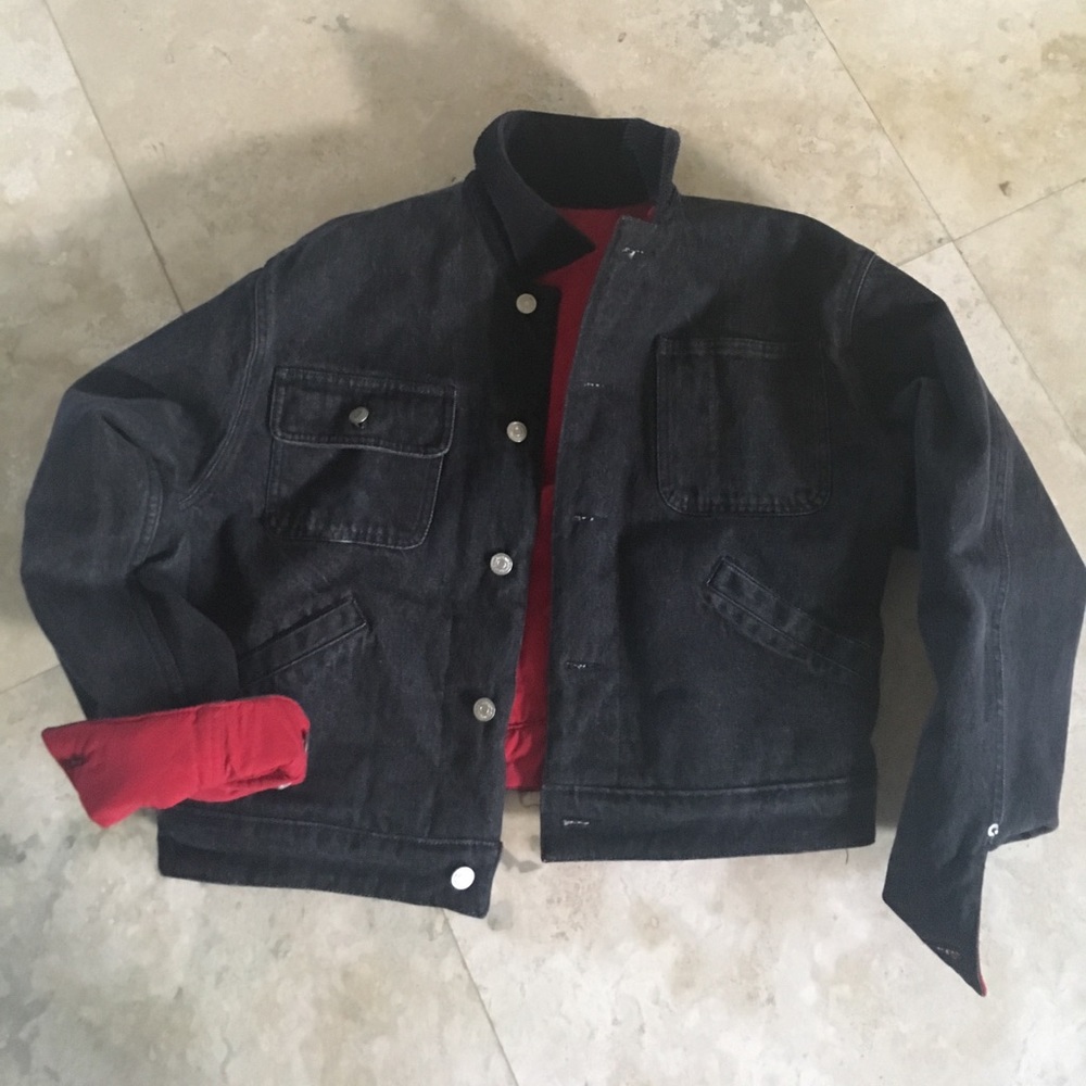 Reversible POLO Black Denim/Red Quilted Jacket