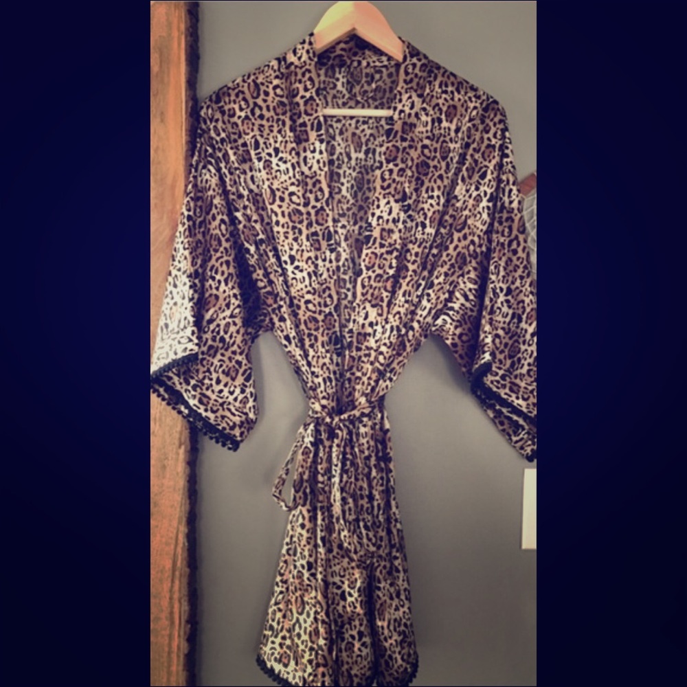 Victoria's Secret leopard print silk robe!