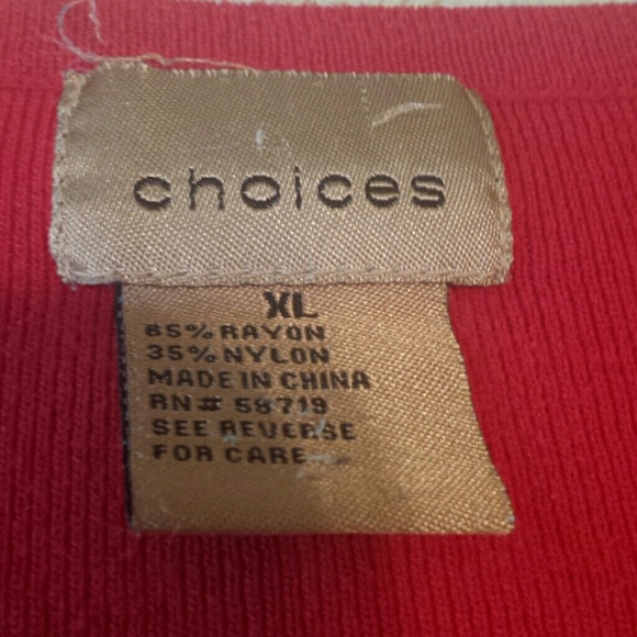 Choices Red Sleeveless Summer Sweater XL - Picture 4 of 7