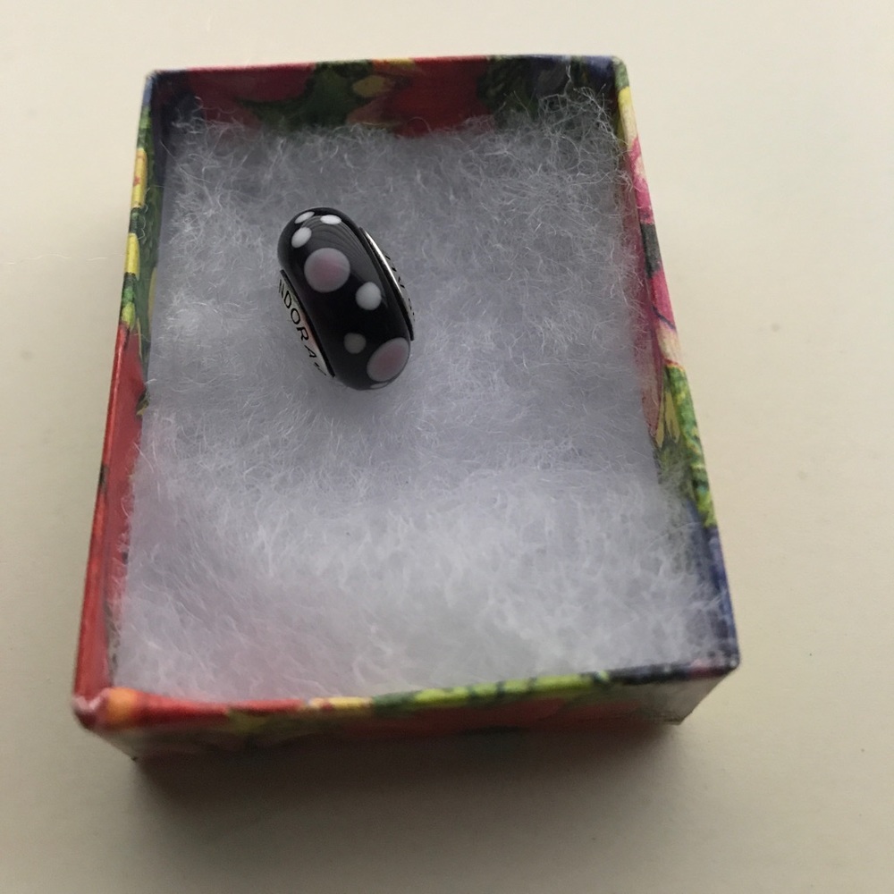 Pandora S925 ALE Charm Dark purple with pink dots