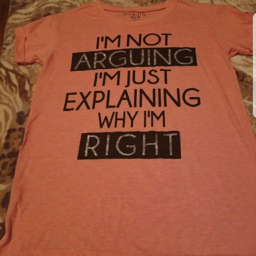 tee shirt peach color black graphics FREE SHIP