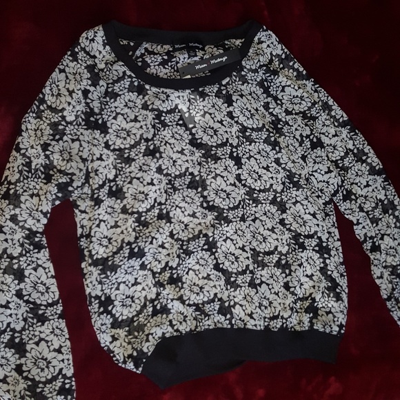 Mason + Mackenzie Tops - NWT sheer floral black blouse