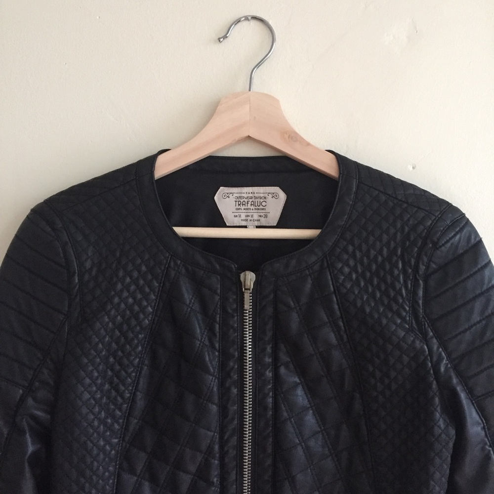 {Zara} Trafaluc Quilted Faux Leather Jacket M