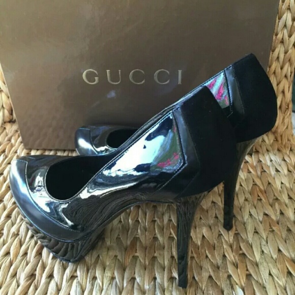NIB Gucci Black Patent Leather Platform Pumps 40M - Picture 3 of 8