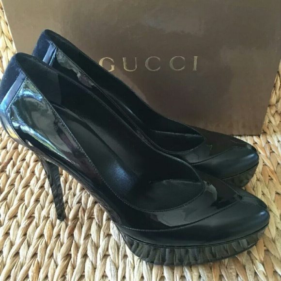 NIB Gucci Black Patent Leather Platform Pumps 40M - Picture 5 of 8